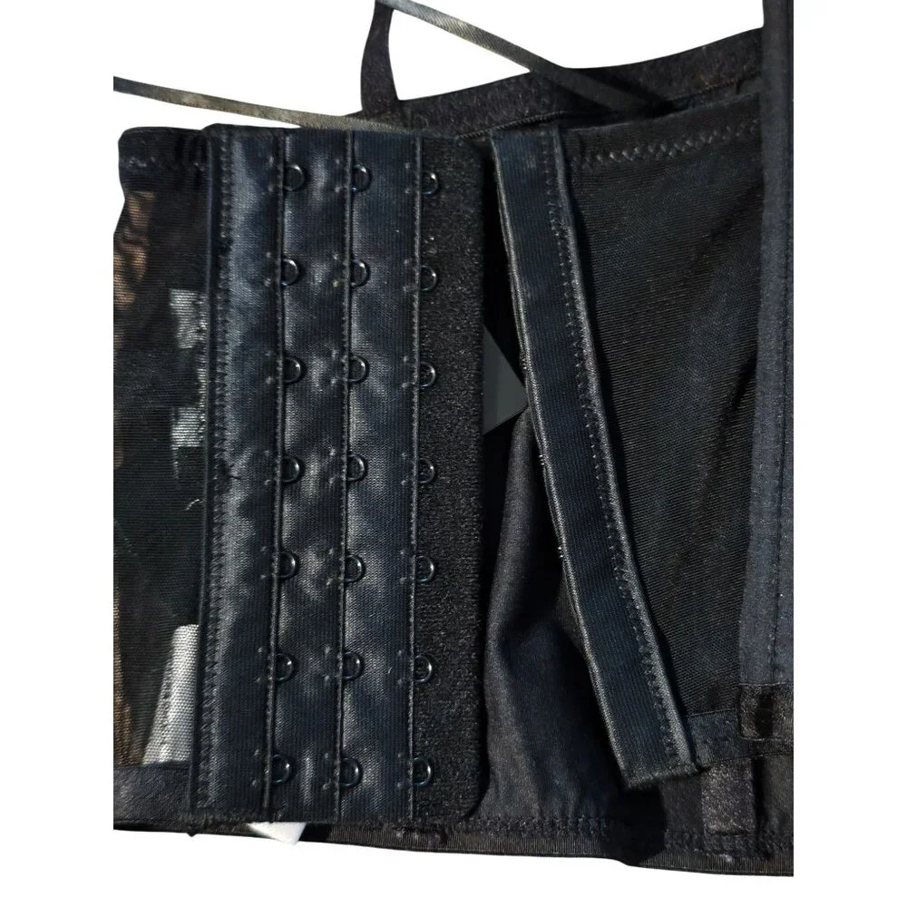 Hunter & Brown M Corset Bustier Black Illusion Lace Boning Intimate Sexy NEW - Picture 8 of 8